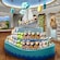 An artist rendering of the Duffy and Friends shop featuring the Friend Ship and a large assortment of plushe